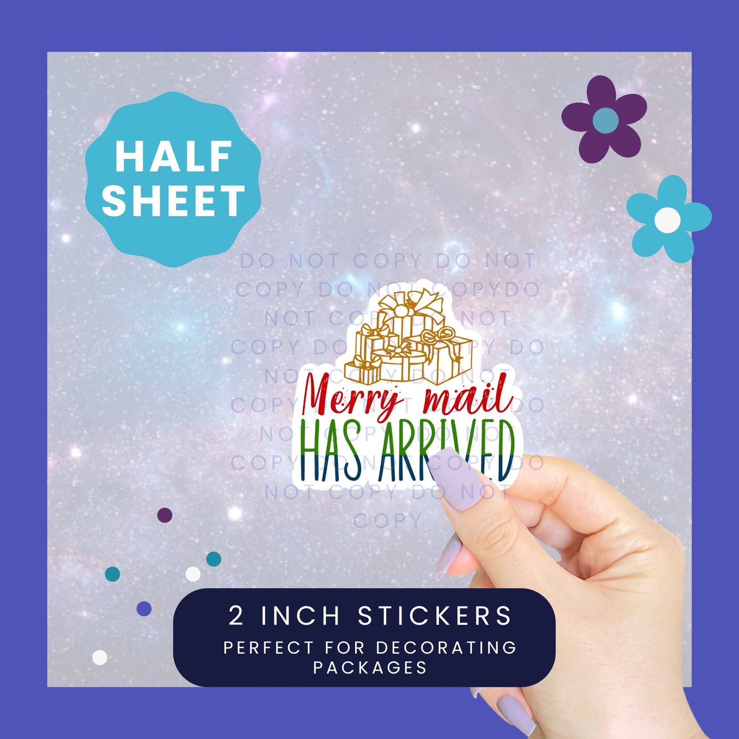 Merry Mail Has Arrived - Christmas Packaging Sticker Half Sheet
