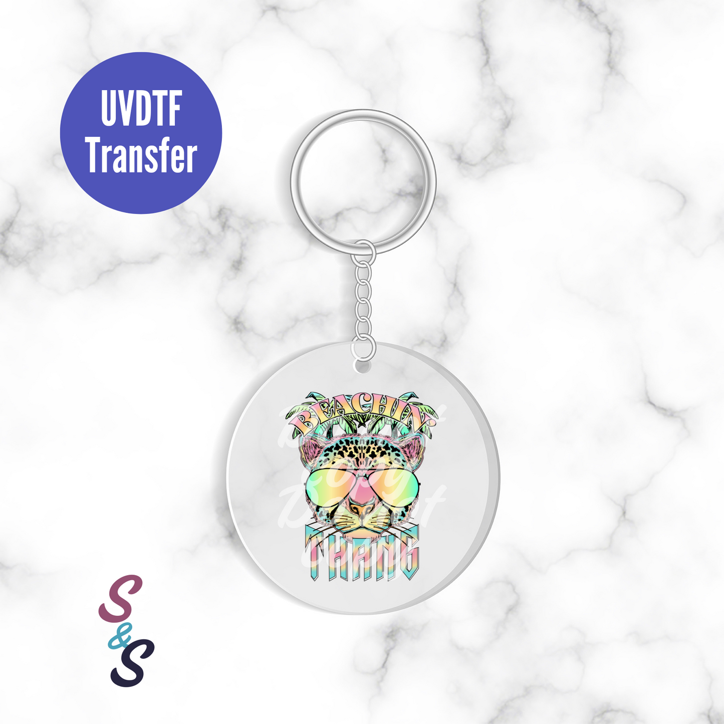 Beachin' Thang Leopard Keychain UVDTF Transfer KC143