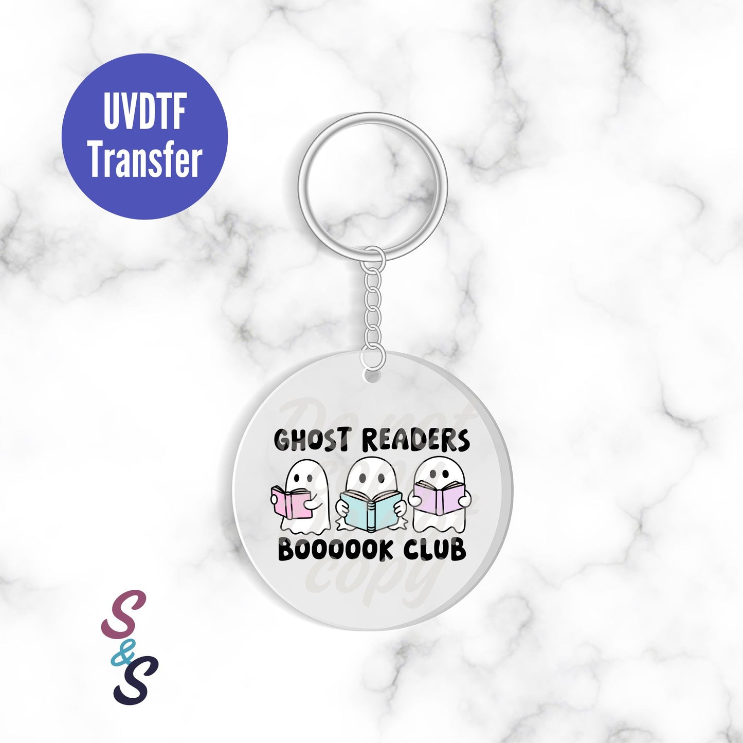 Ghost Readers Booooook Club Keychain UVDTF Transfer