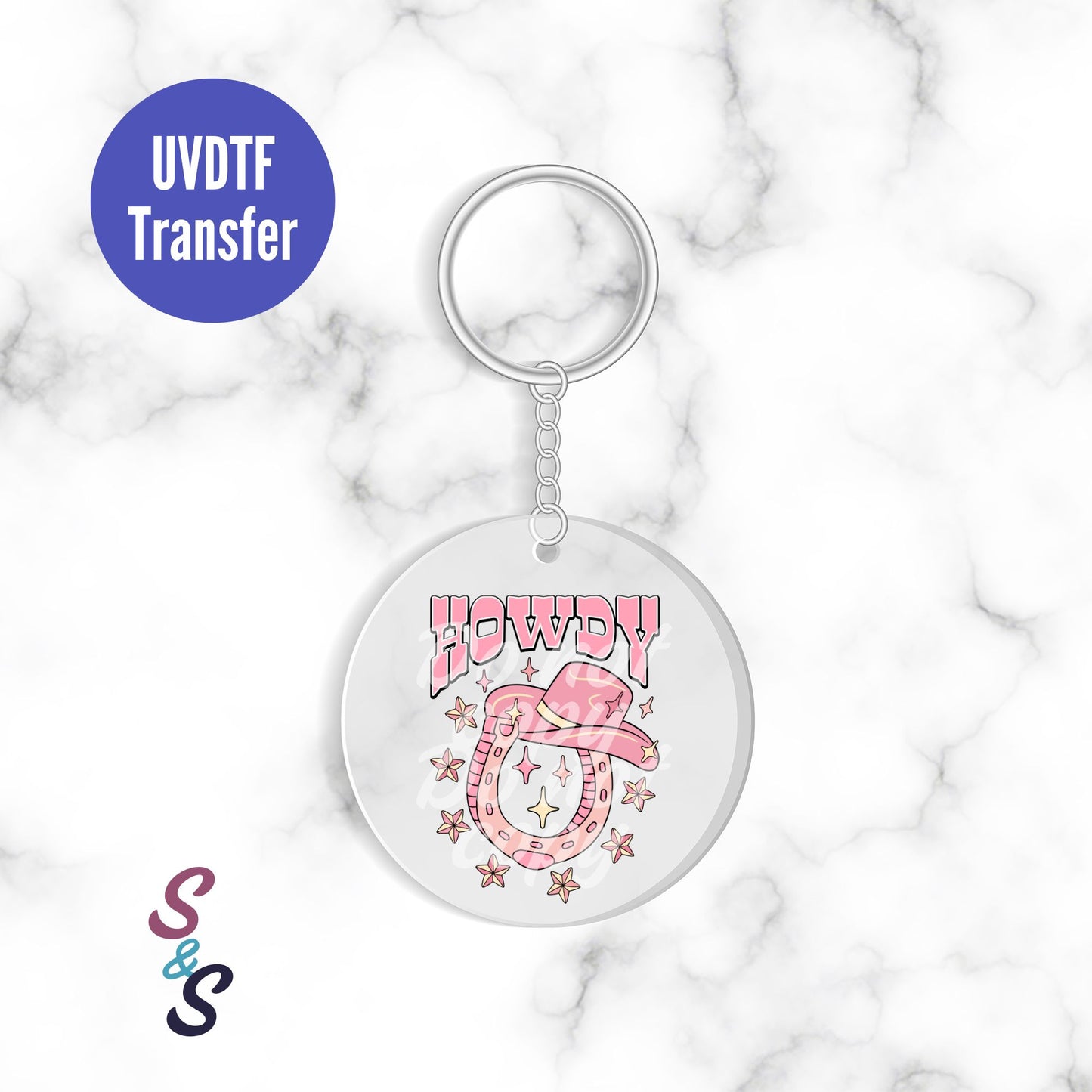 Howdy Horseshoe Keychain UVDTF Transfer