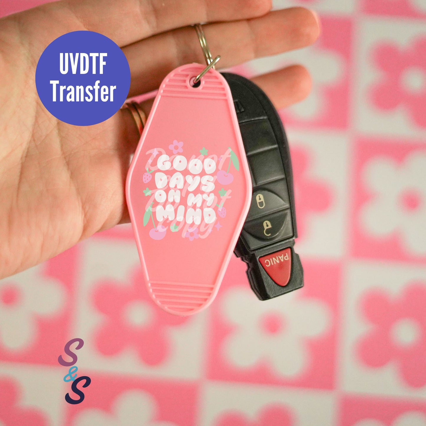 Good Days On My Mind Cherries Keychain UVDTF Transfer