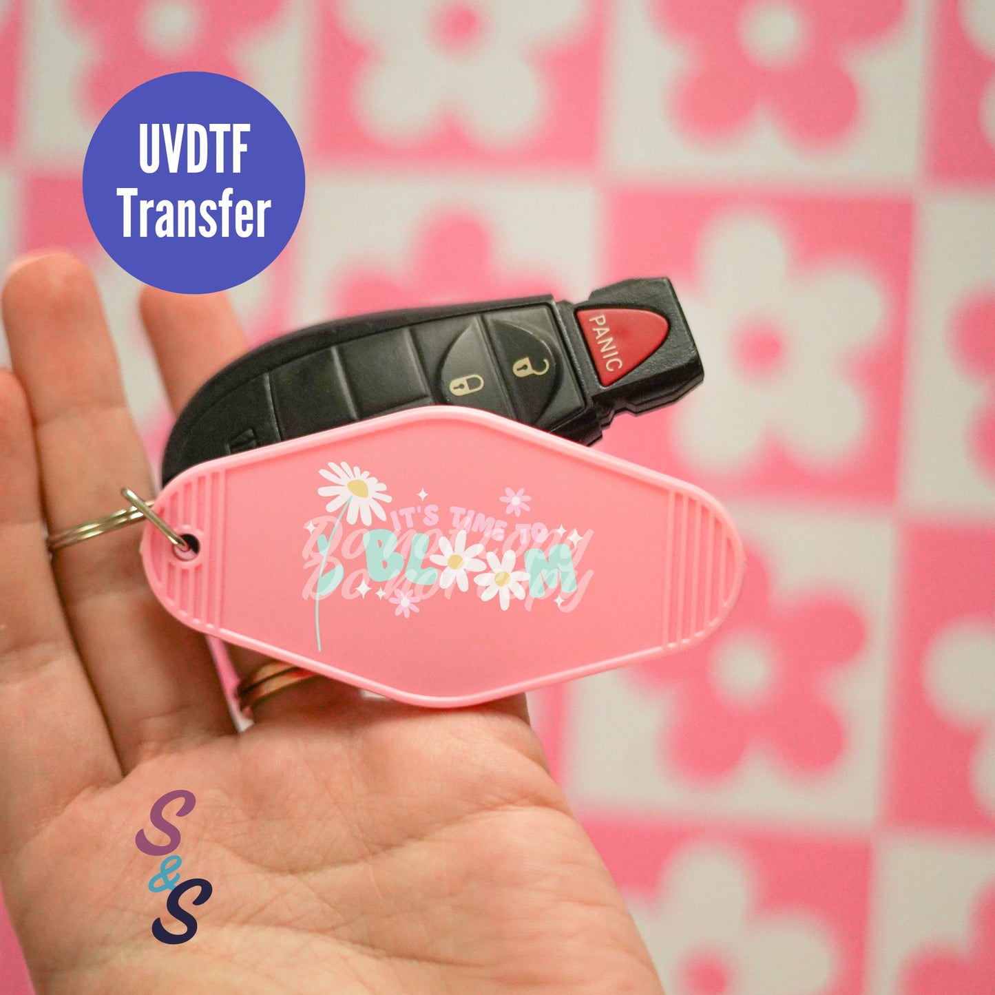 It's Time To Bloom Keychain UVDTF Transfer