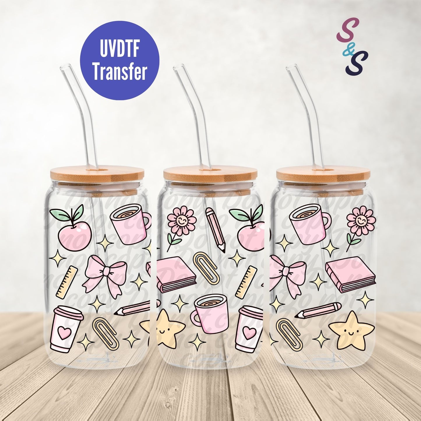 Bookish Pastel UVDTF Transfer 16 Oz Glass Can Wrap