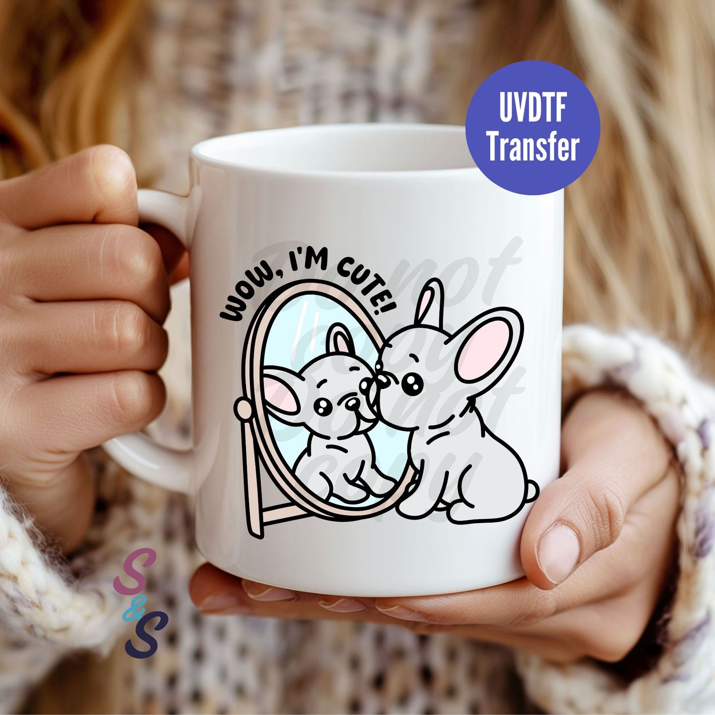 Wow I'm Cute Puppy Mug UVDTF Transfer