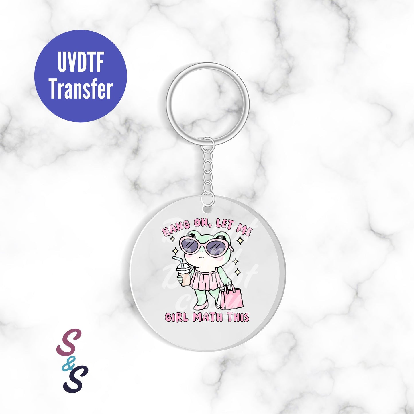 Hang On Let Me Girl Math This Frog Keychain UVDTF Transfer
