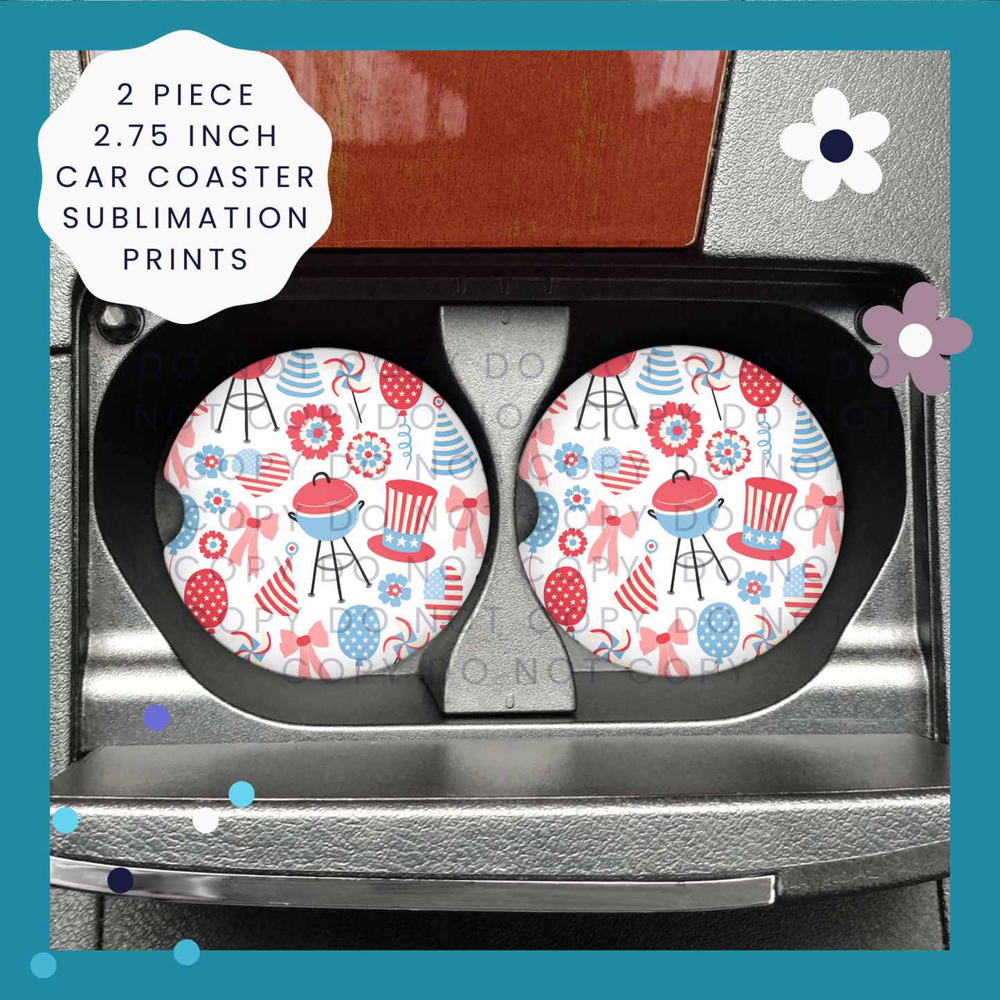 American Cookout Car Coaster Sublimation Print Transfer Set