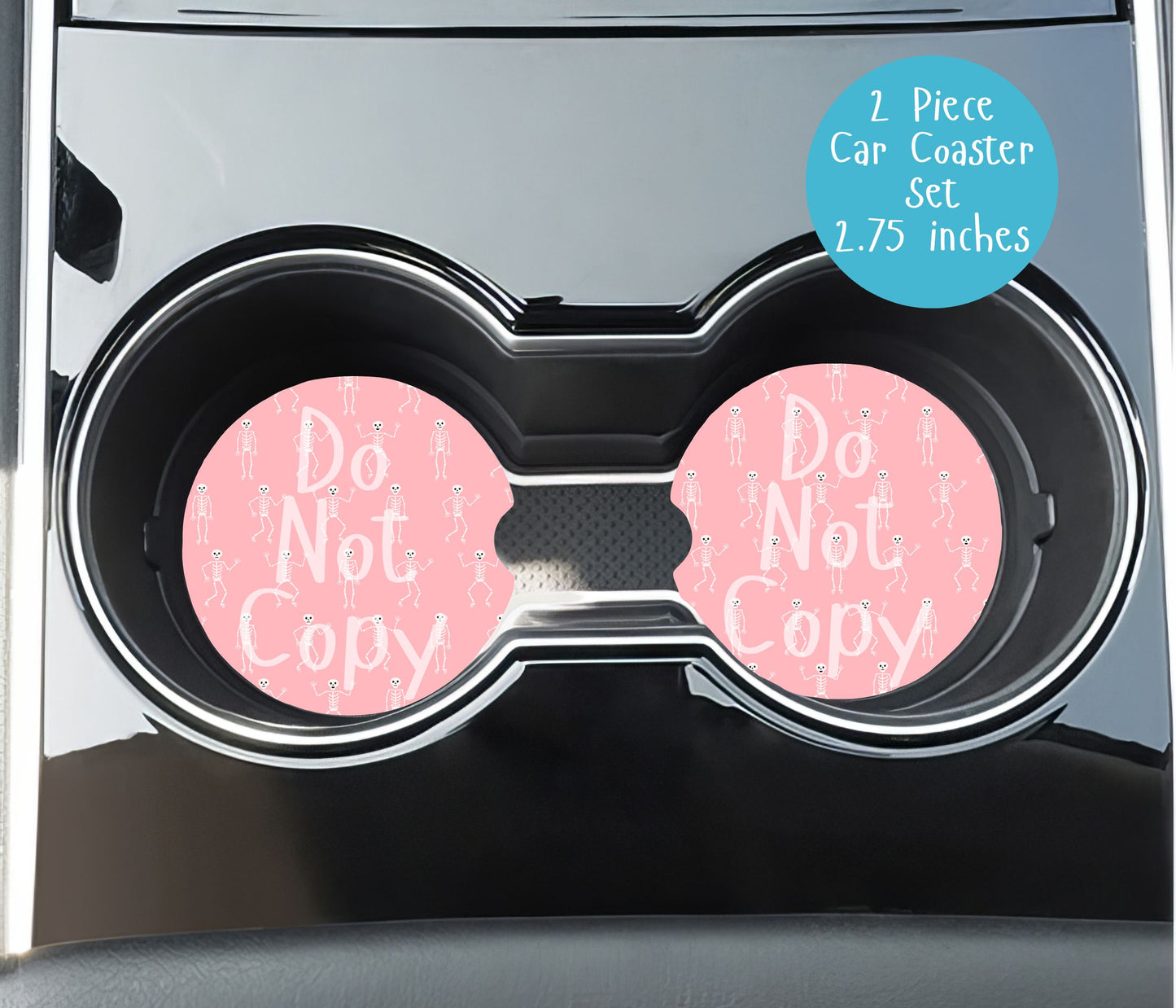 Halloween Pink Dancing Skeletons Car Coasters CC012