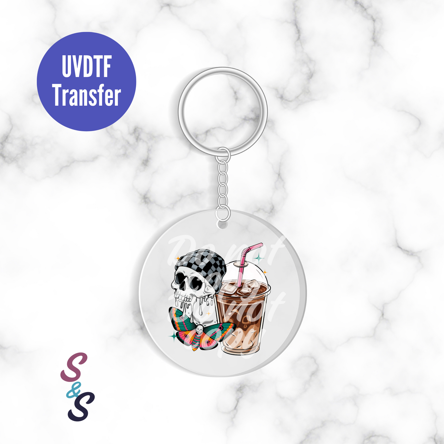 Skull Moth & Iced Coffee Keychain UVDTF Transfer KC166