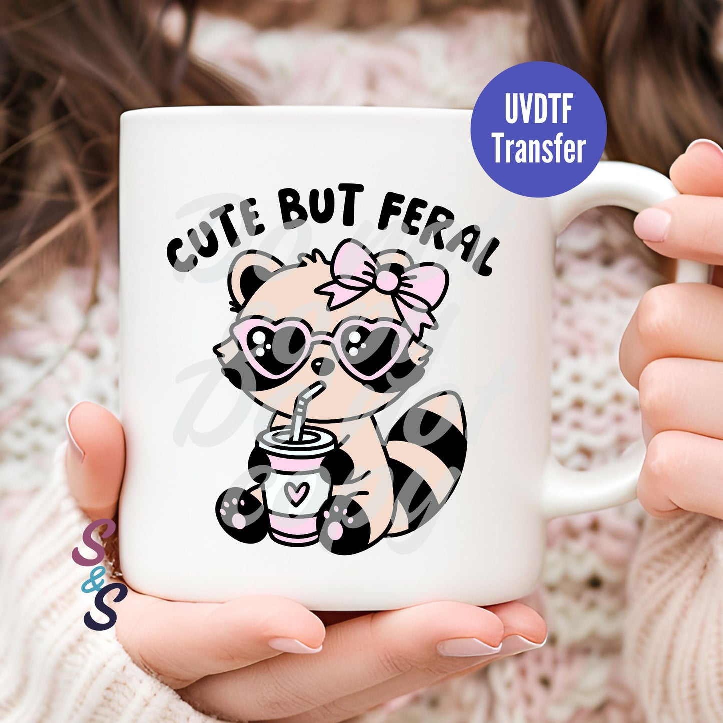 Cute But Feral Raccoon Mug UVDTF Transfer D195