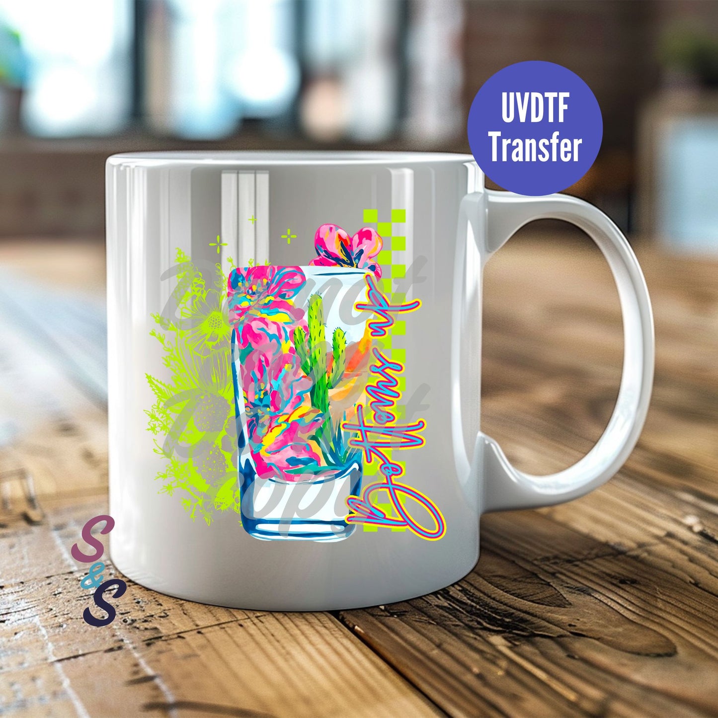 Bottoms Up Mug UVDTF Transfer D198