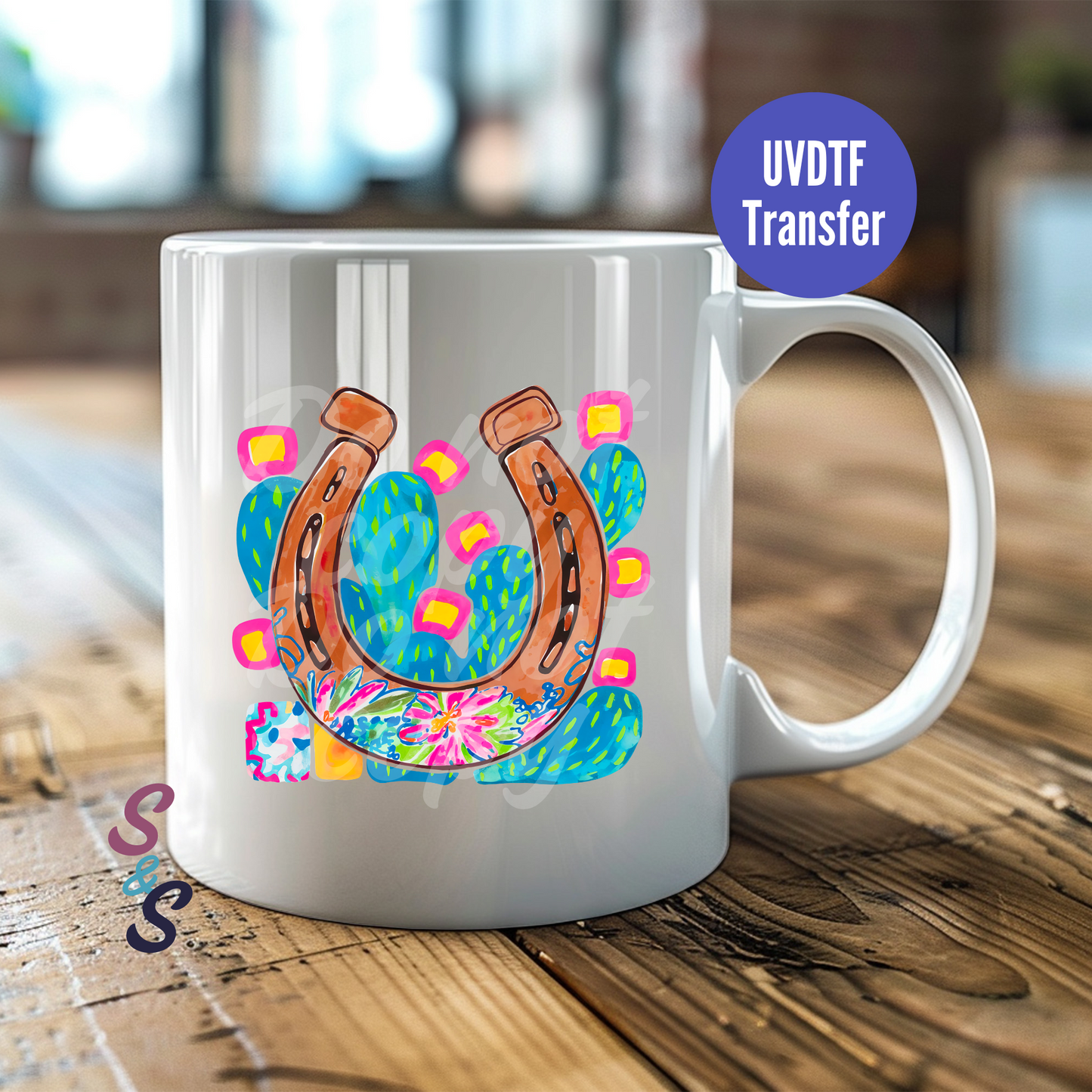 Watercolor Horseshoe Mug UVDTF Transfer D162