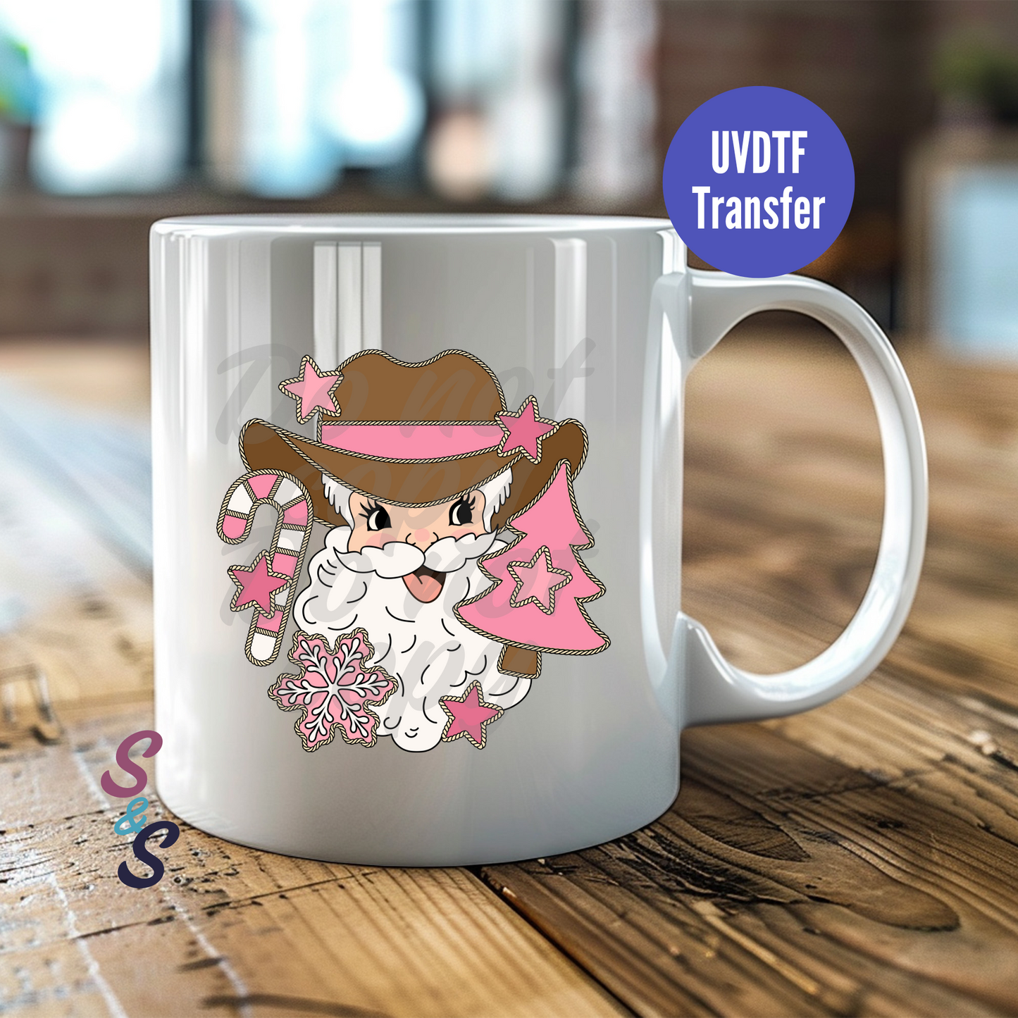 Santa Pastel Christmas Mug UVDTF Transfer D164