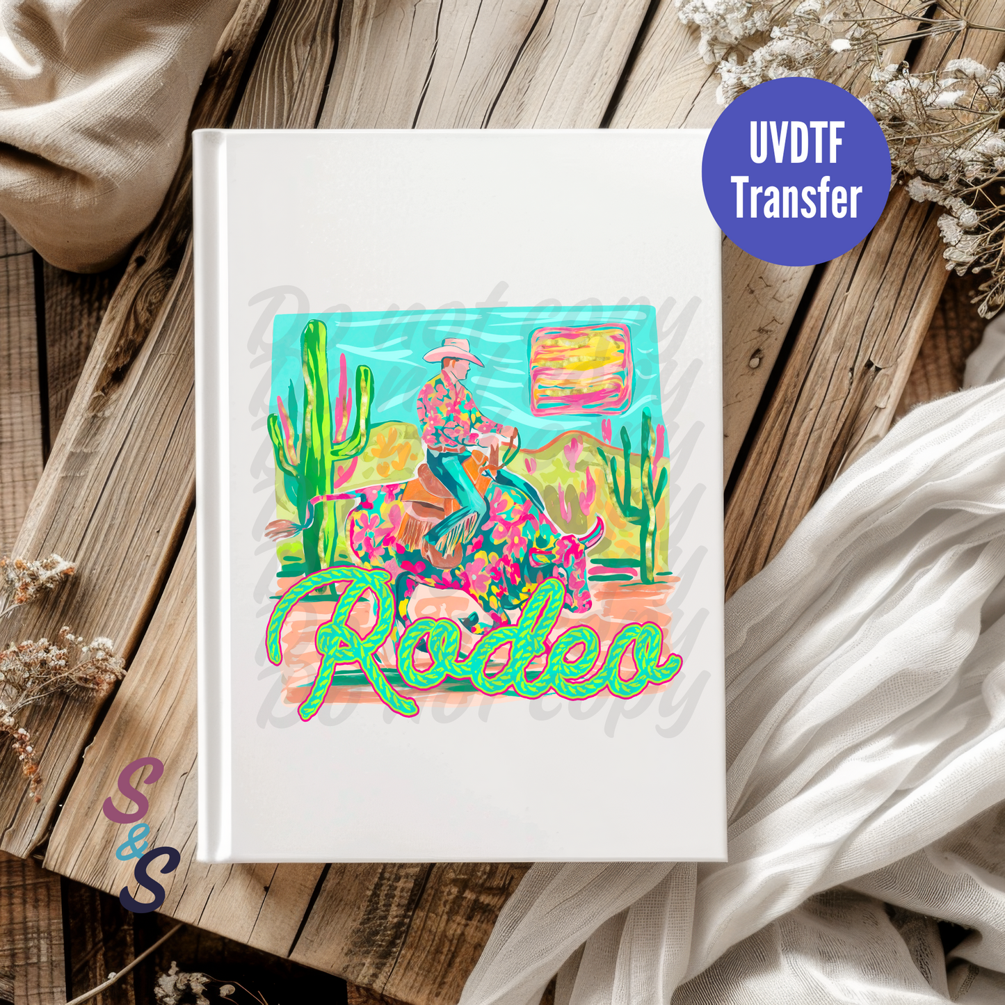 Watercolor Rodeo UVDTF Book/Notebook Transfer C172
