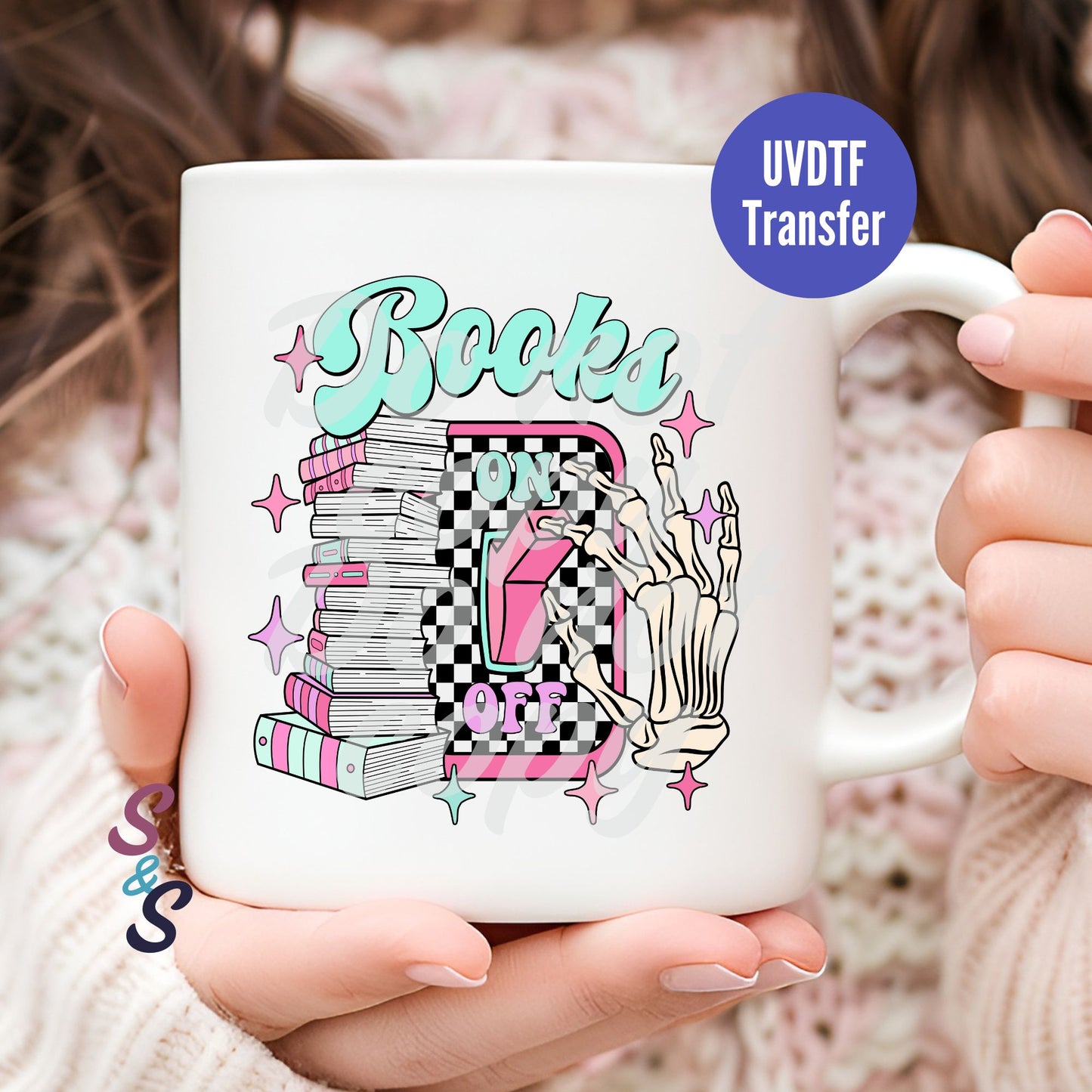 Books On Switch Skellie Mug UVDTF Transfer D205