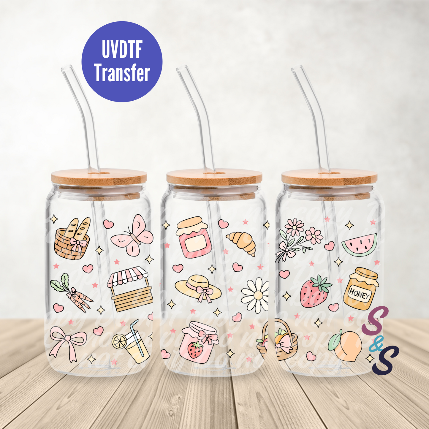 Farmers Market UVDTF Transfer 16 Oz Glass Can Wrap E105