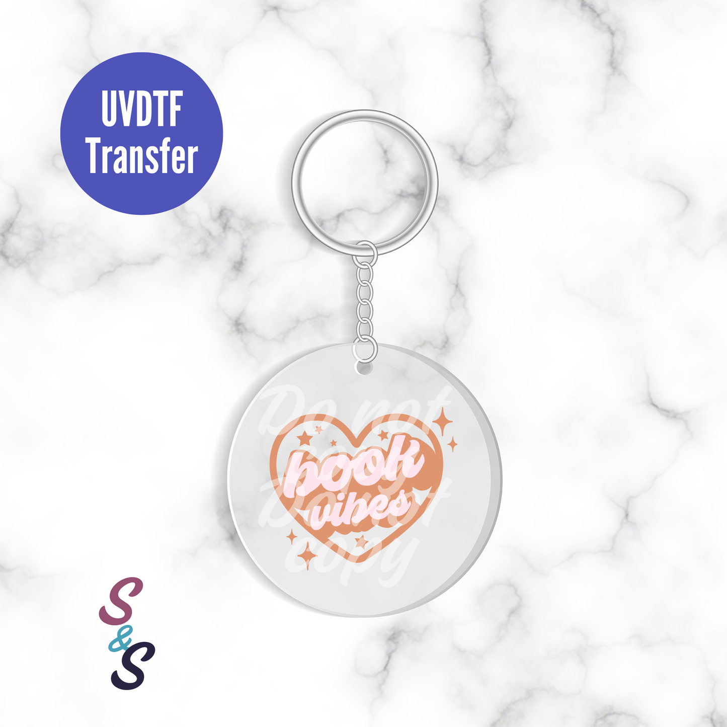 Book Vibes Keychain UVDTF Transfer KC239