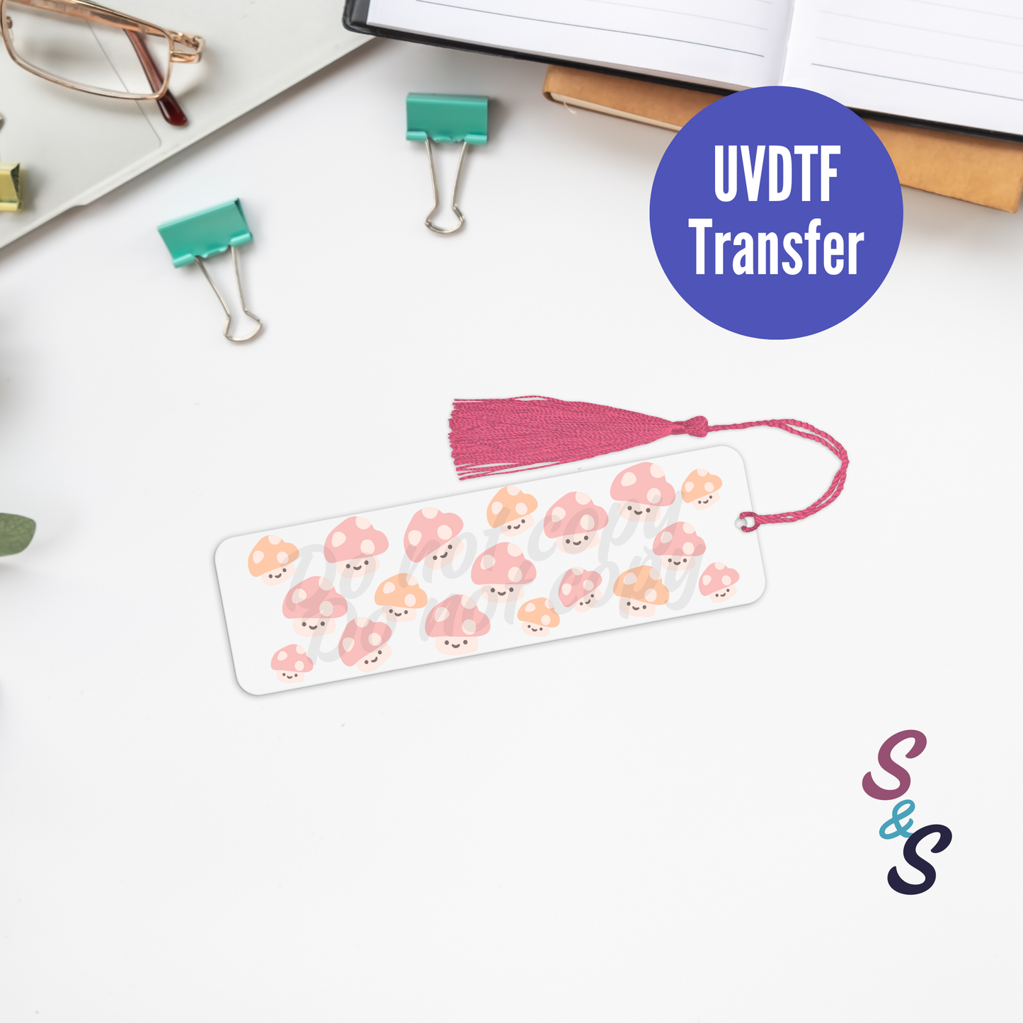 Kawaii Mushrooms Bookmark UVDTF Transfer