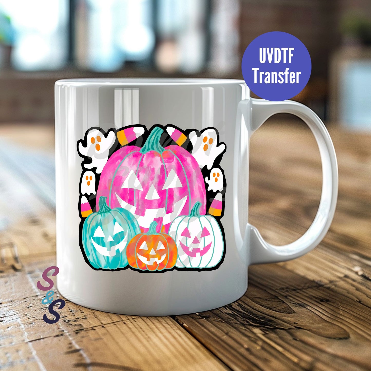 Watercolor Pumpkins Jack-O-Lantern Mug UVDTF Transfer D182