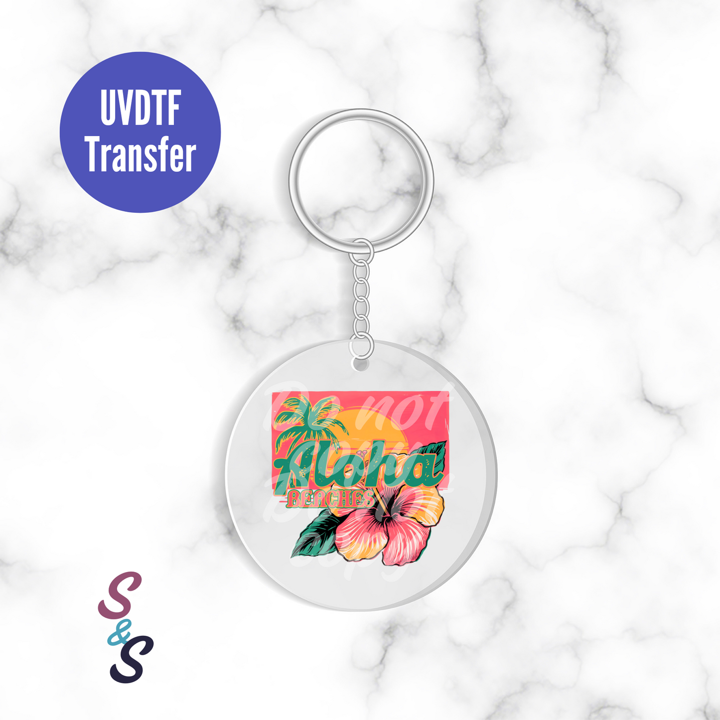 Aloha Beaches Keychain UVDTF Transfer UV171