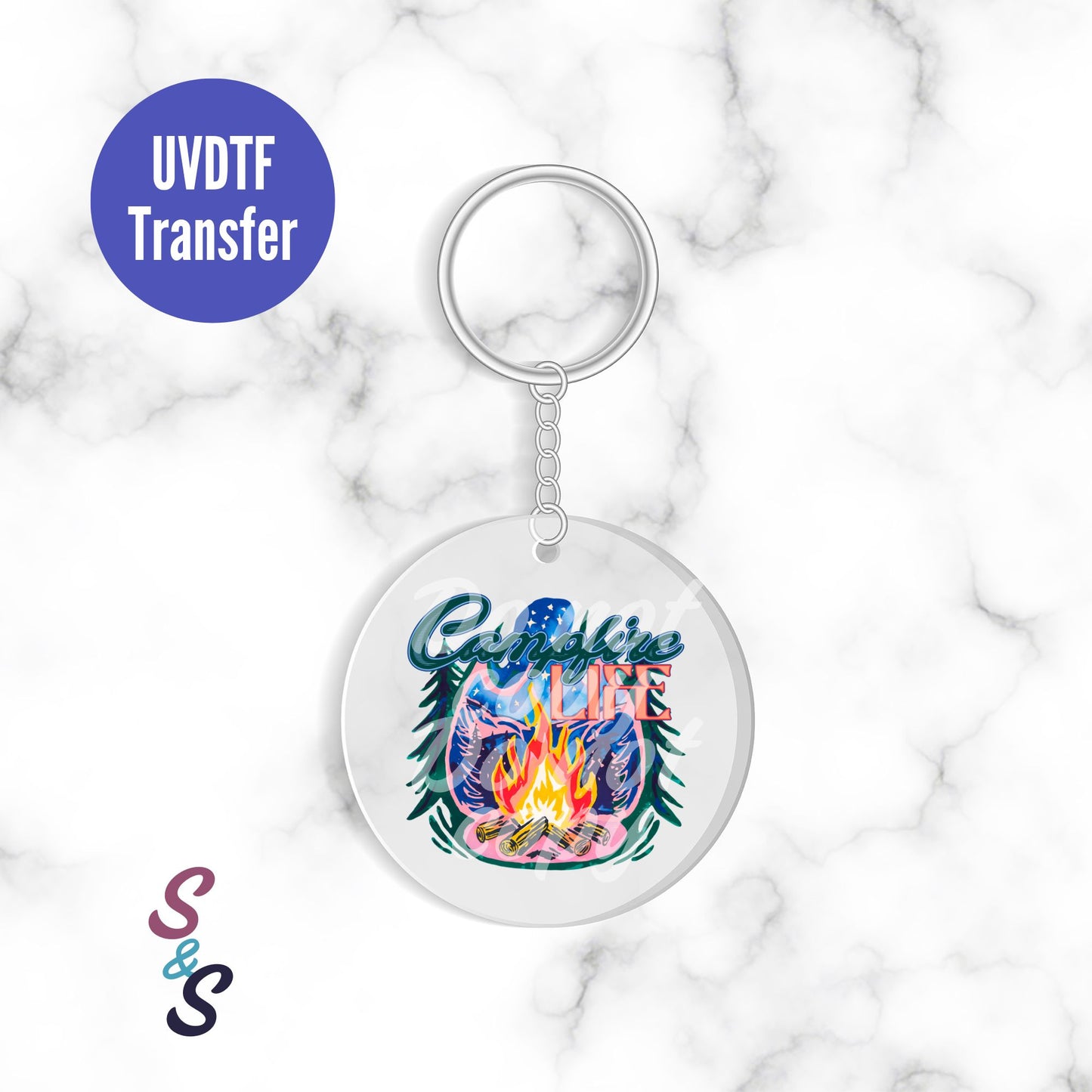 Camping Life Keychain UVDTF Transfer KC214