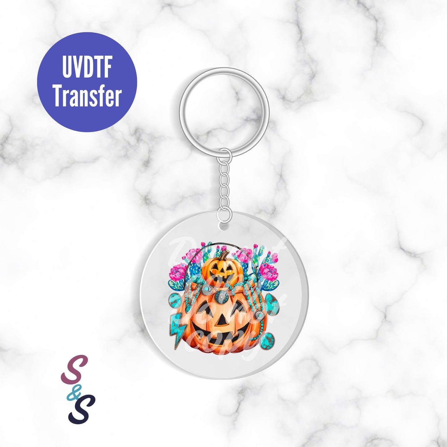Watercolor Pumpkins Keychain UVDTF Transfer KC217