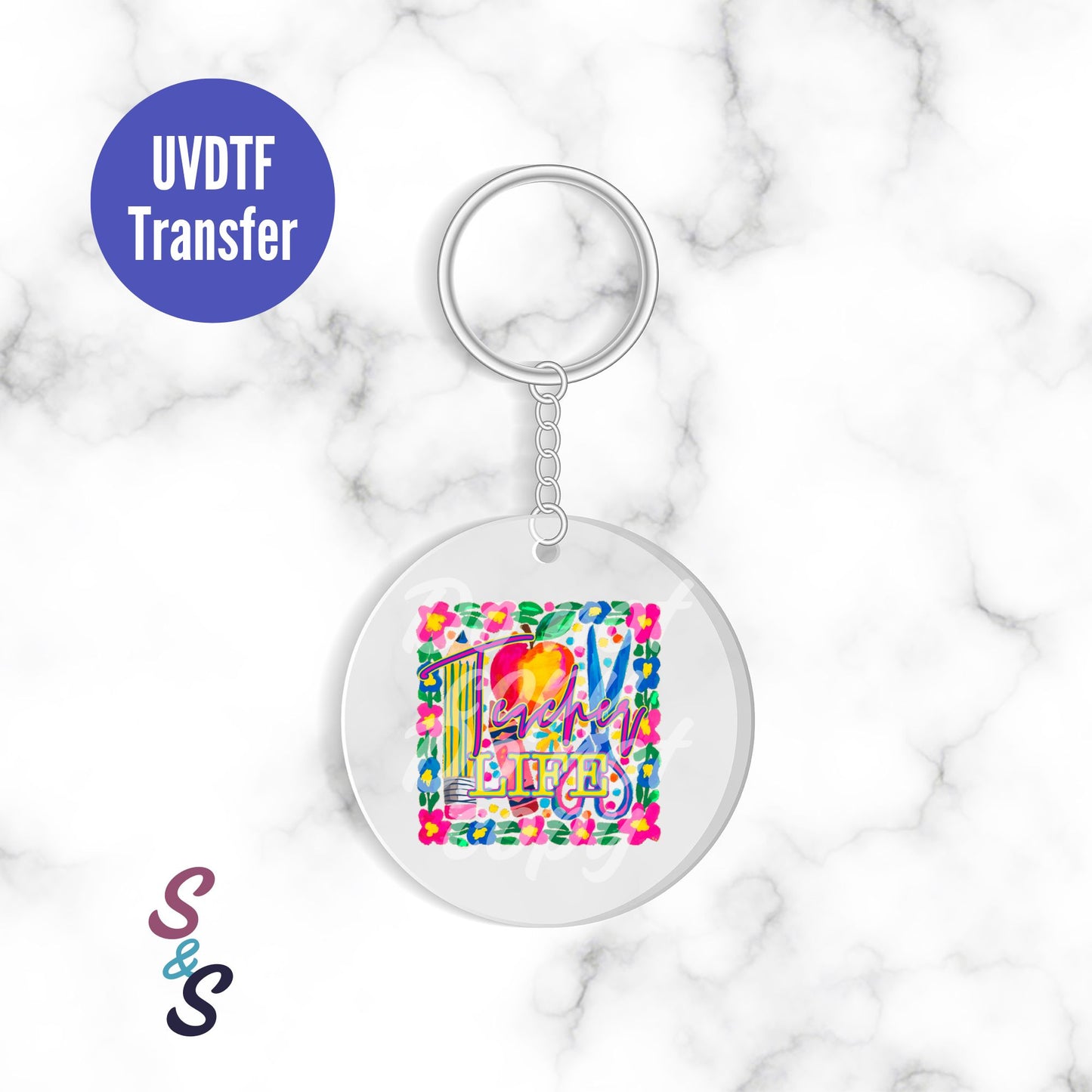 Teacher Life Keychain UVDTF Transfer KC227