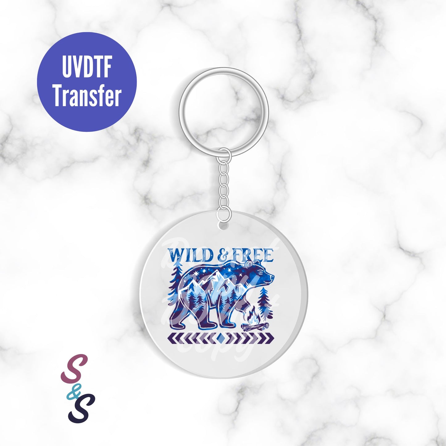 Wild & Free Bear Keychain UVDTF Transfer KC231