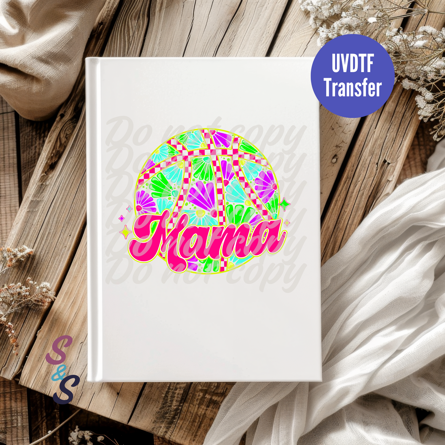 Neon Basketball Mama UVDTF Book/Notebook Transfer C240