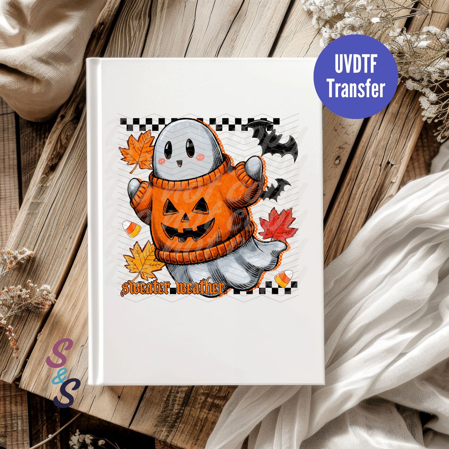 Sweater Weather Ghost UVDTF Book/Notebook Transfer