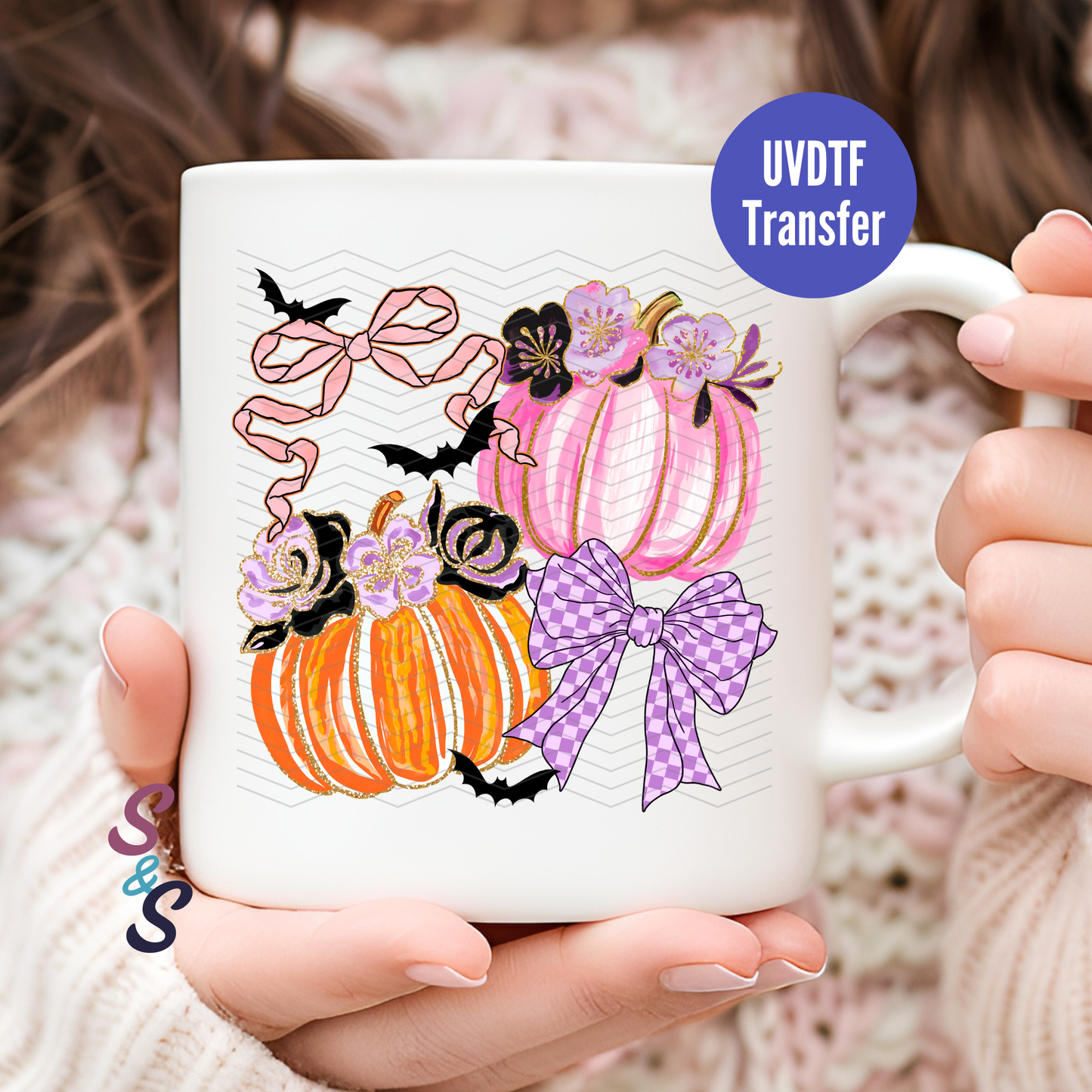 Pumpkins & Bows Mug UVDTF Transfer D236