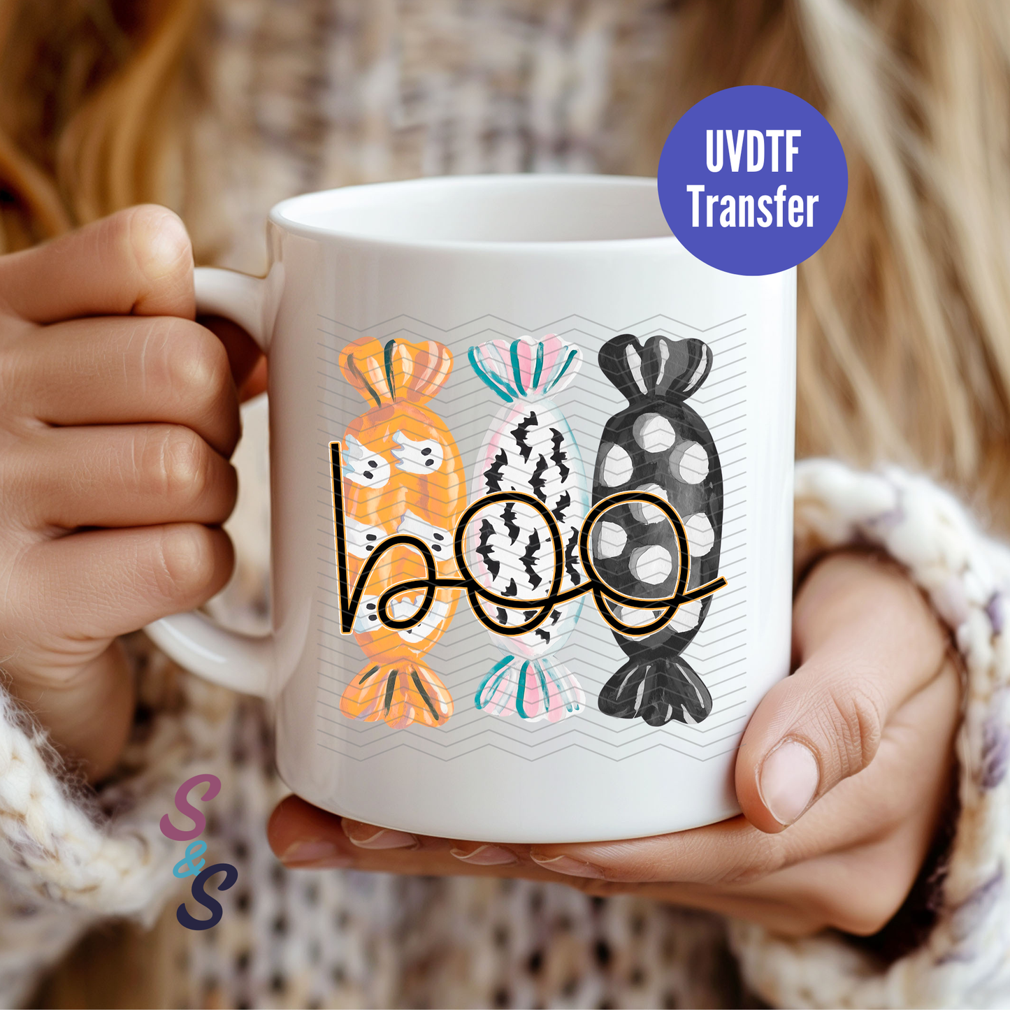 Boo Halloween Candy Mug UVDTF Transfer D248