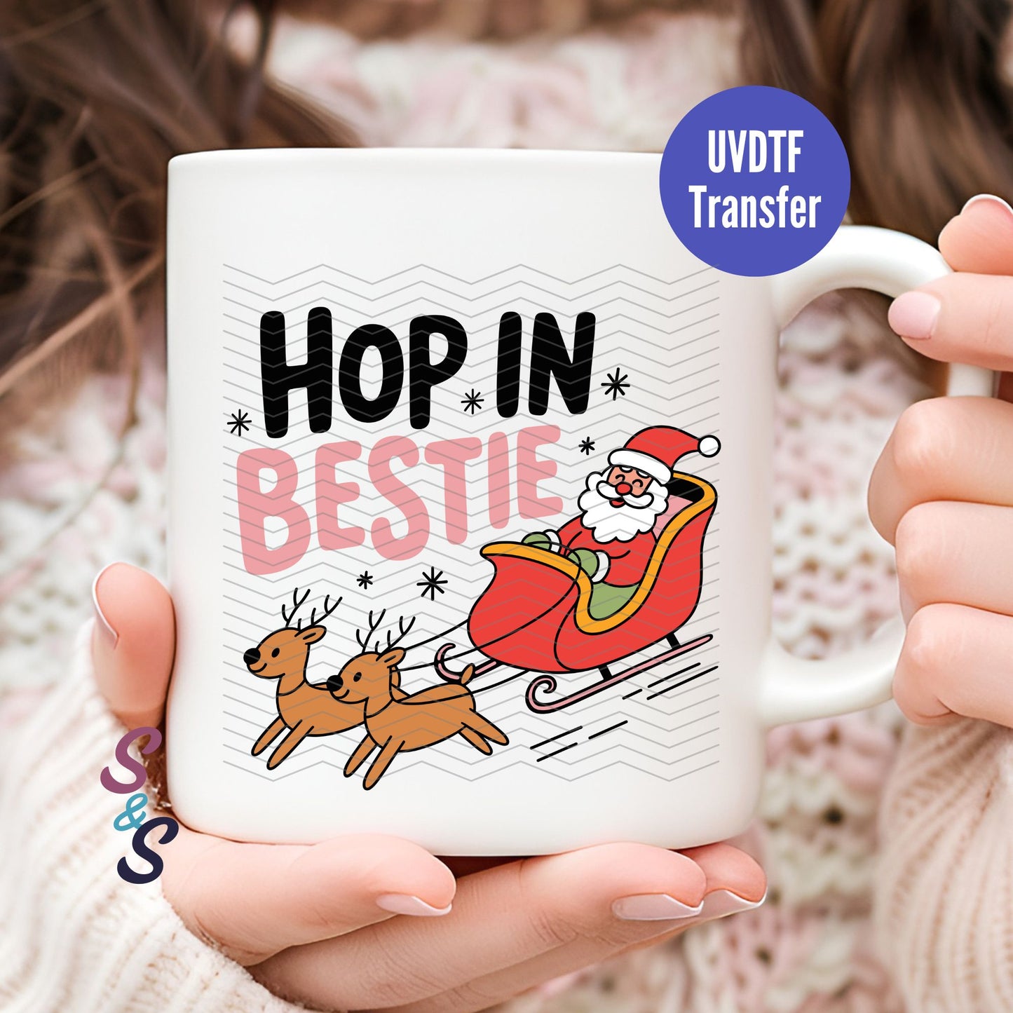 Hop In Bestie Santa Mug UVDTF Transfer G101
