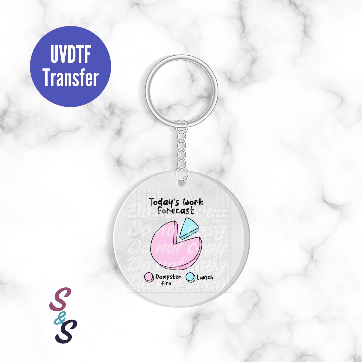 Today's Work Forecast Dumpster Fire Keychain UVDTF Transfer KC349