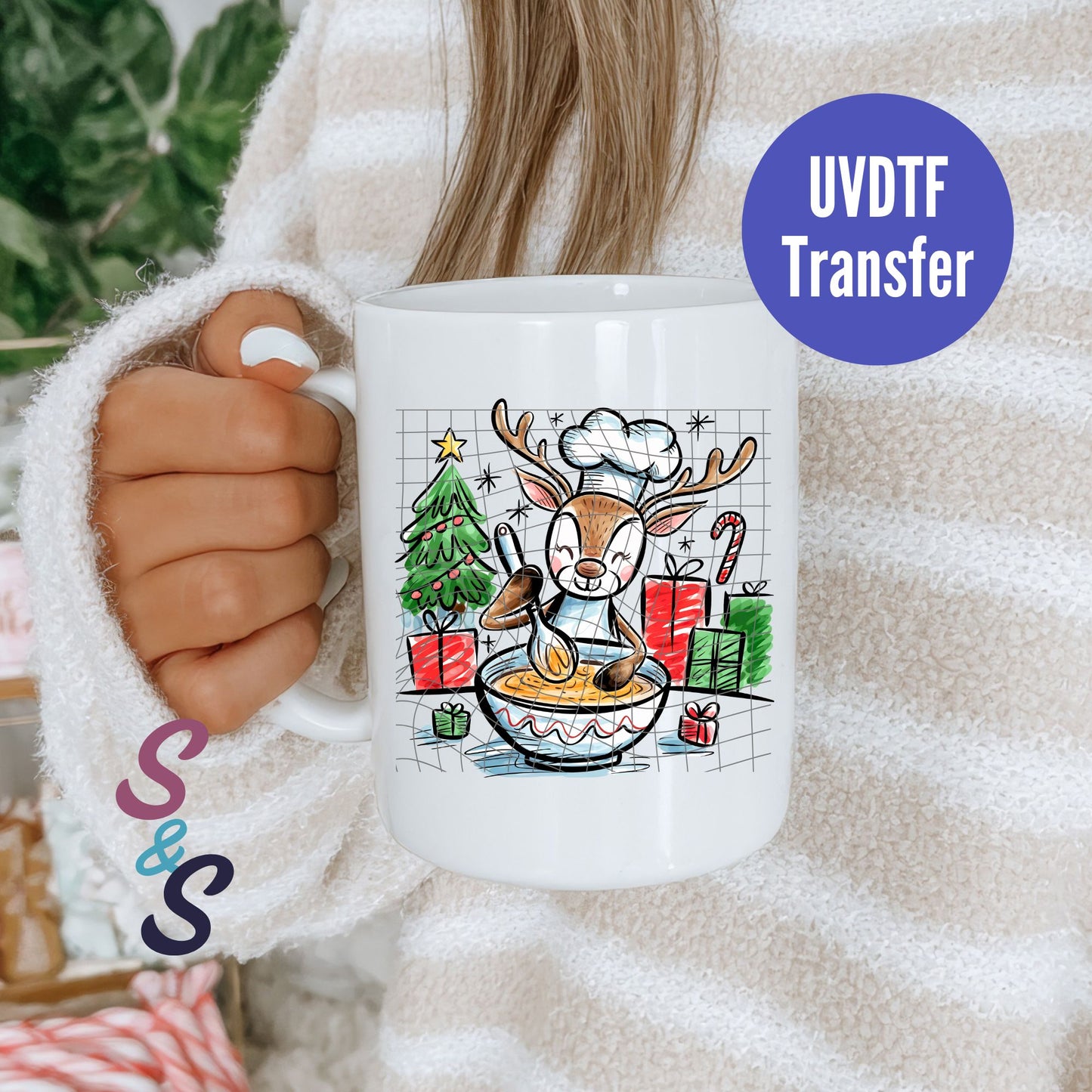 Reindeer Baking Mug UVDTF Transfer
