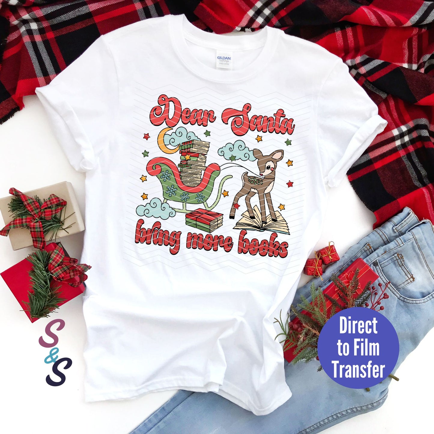 Dear Santa Bring More Books - Direct To Film Print Transfer (DTF)