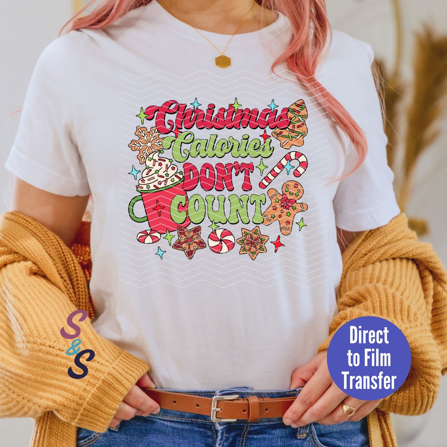 Christmas Calories Don't Count - Bold - Direct To Film Print Transfer (DTF)
