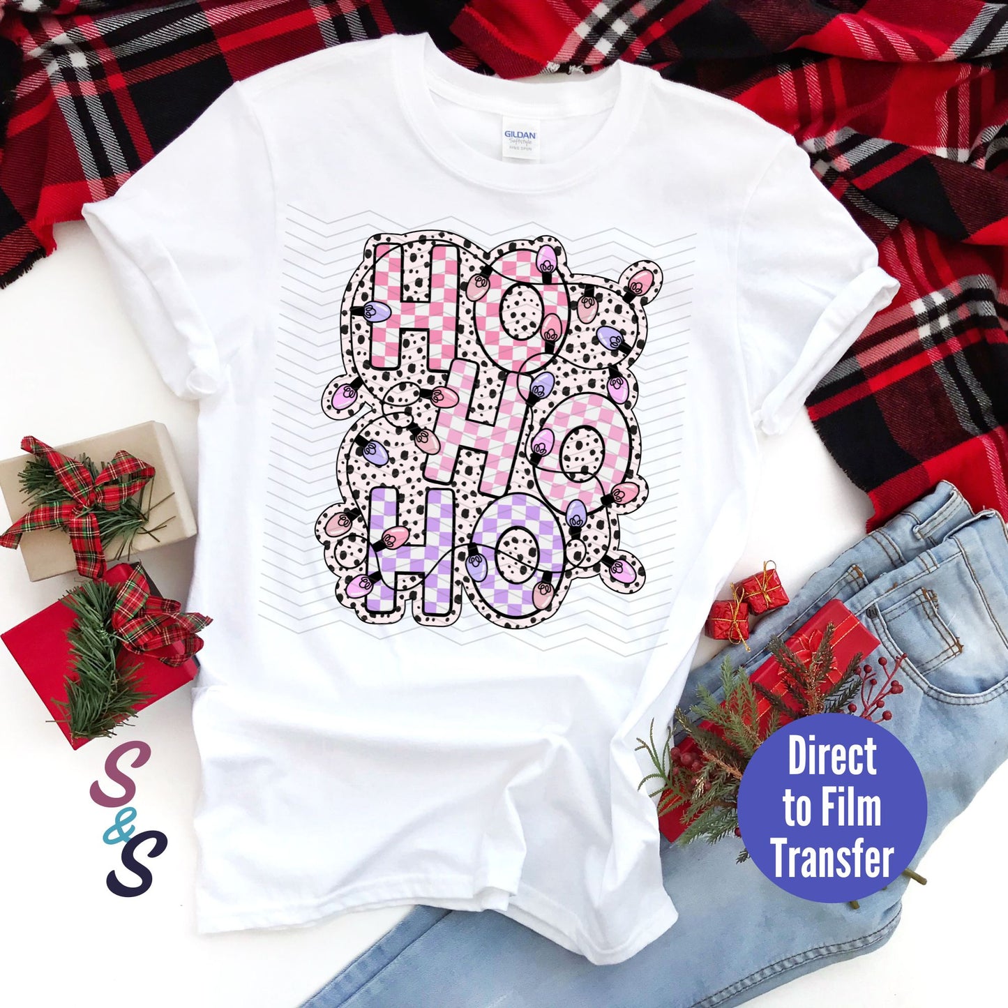 Ho Ho Ho Stack - Pink & Purple - Direct To Film Print Transfer (DTF)