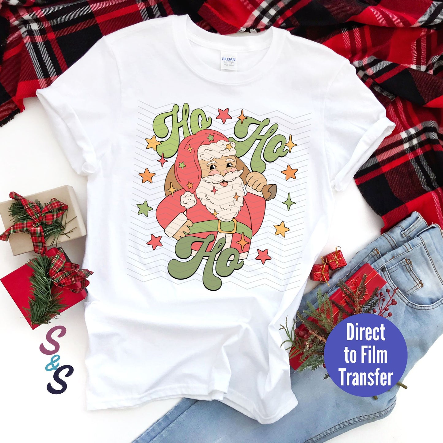 Ho Ho Ho Santa - Retro - Direct To Film Print Transfer (DTF)
