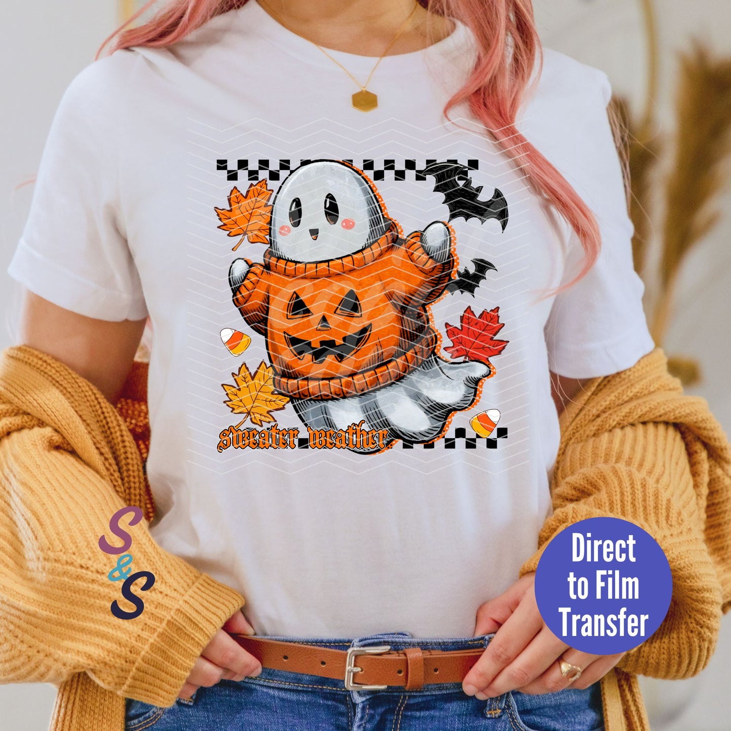 Sweater Weather Ghost - Direct To Film Print Transfer (DTF)