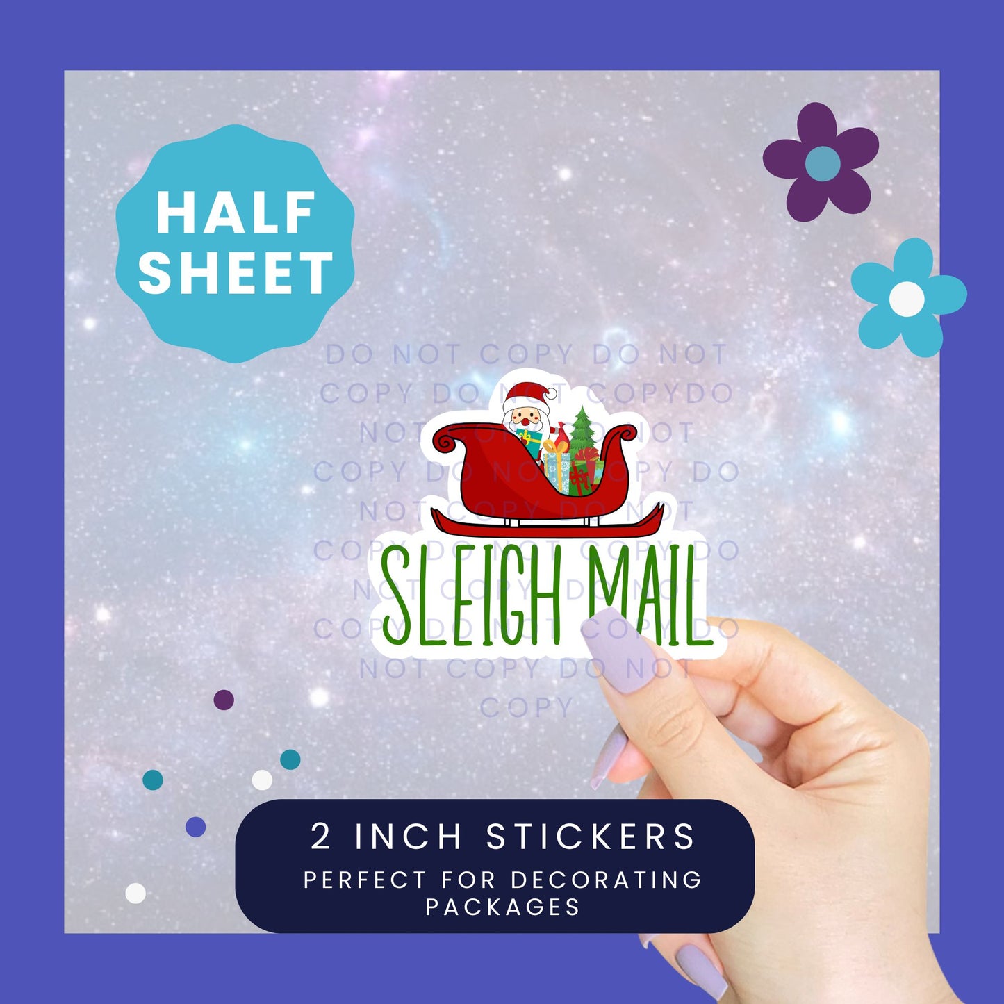 Sleigh Mail - Christmas Packaging Sticker Half Sheet