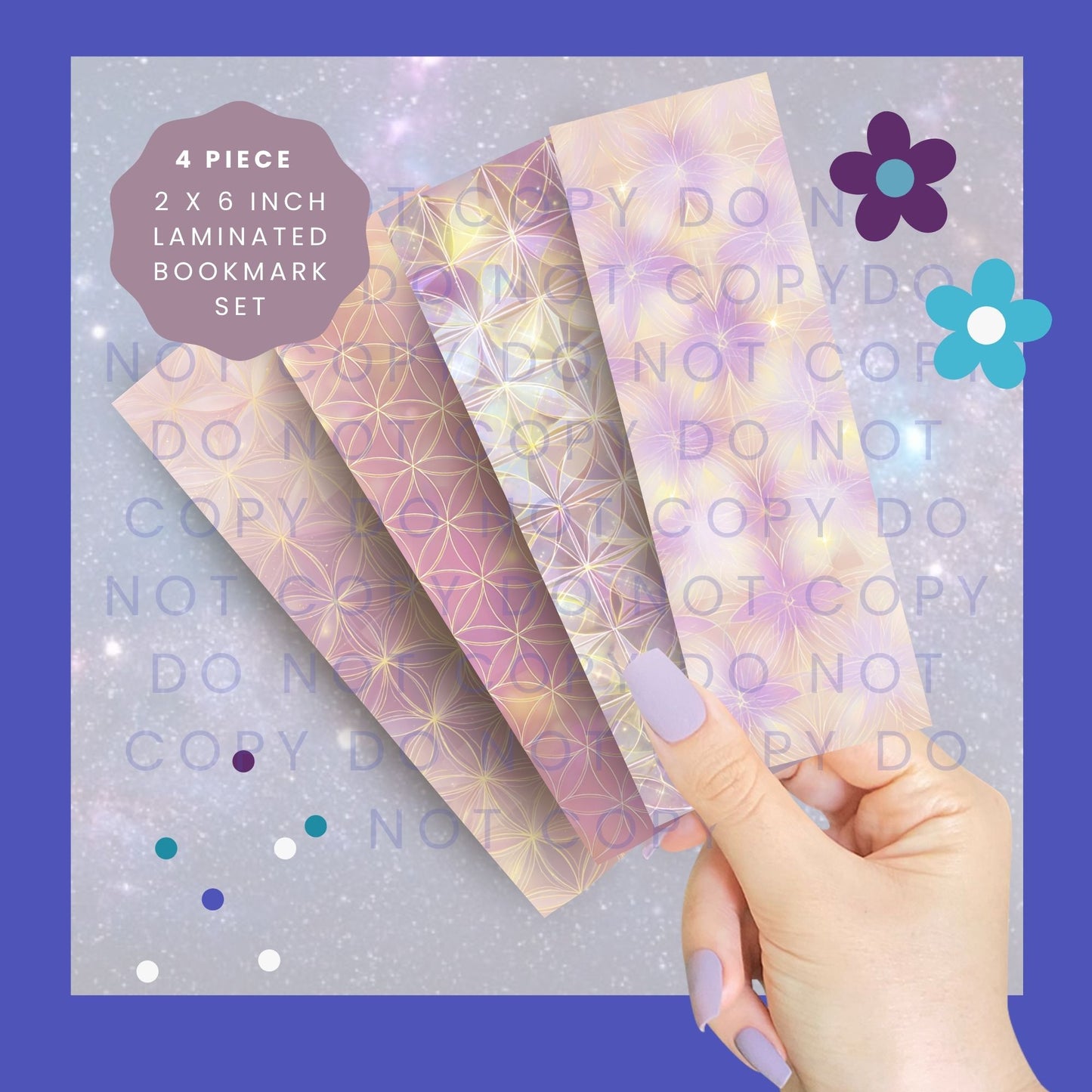 Pink Geo Holographic 4 Piece Bookmark Set BB006