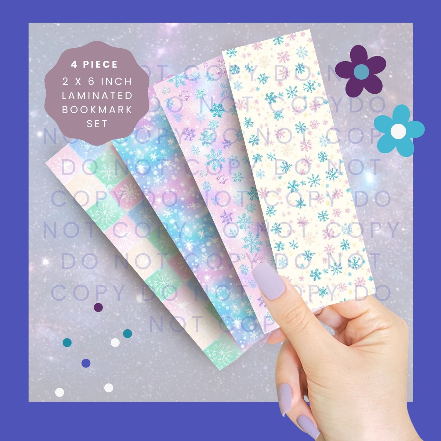 Pastel Winter Holographic 4 Piece Bookmark Set BB007
