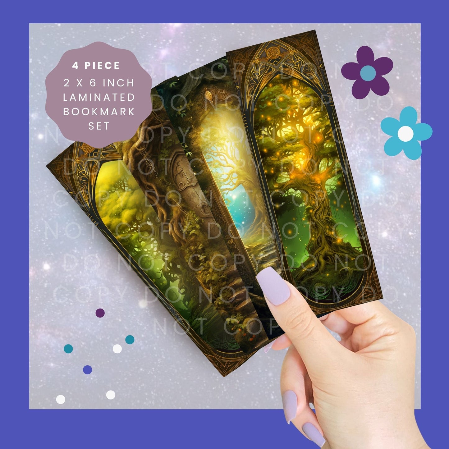 Magical Trees Holographic 4 Piece Bookmark Set BB010