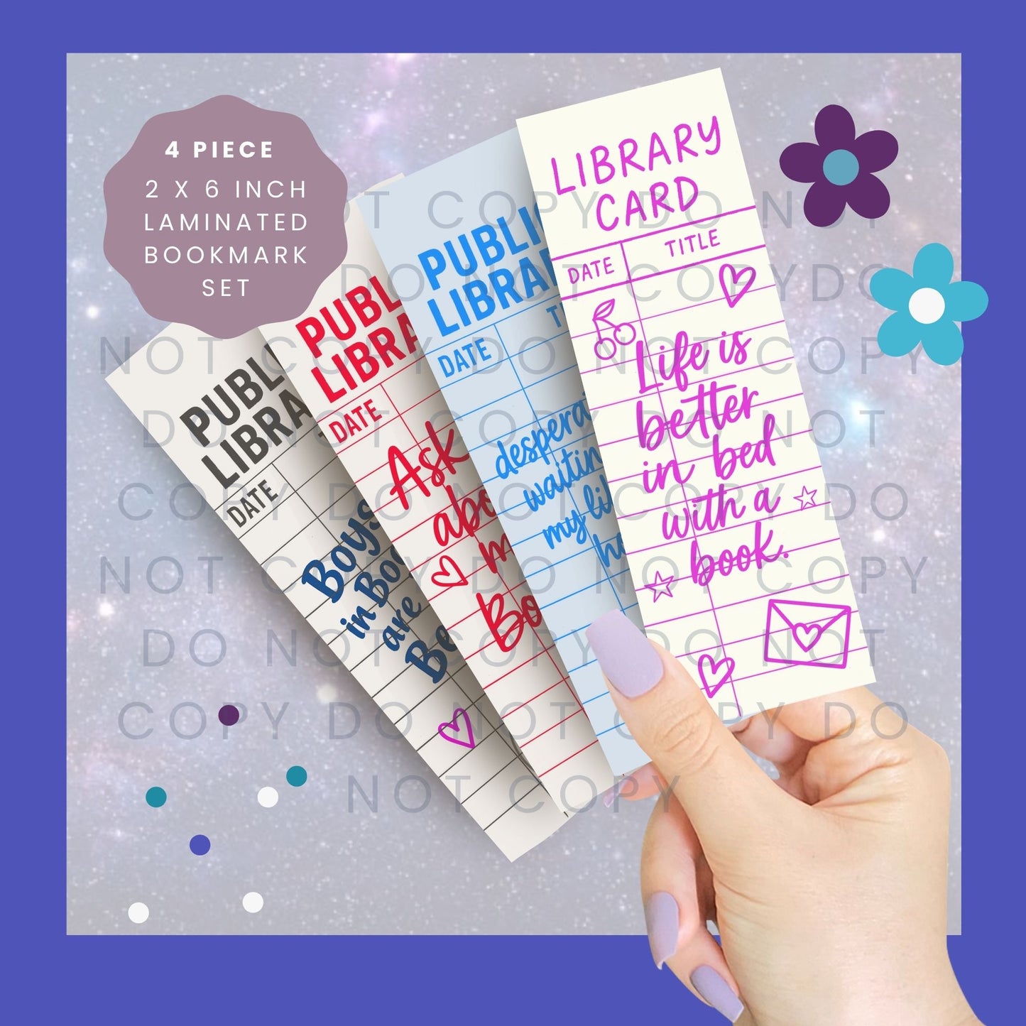 Library Card Set 3 - 4 Piece Bookmark Set BB011