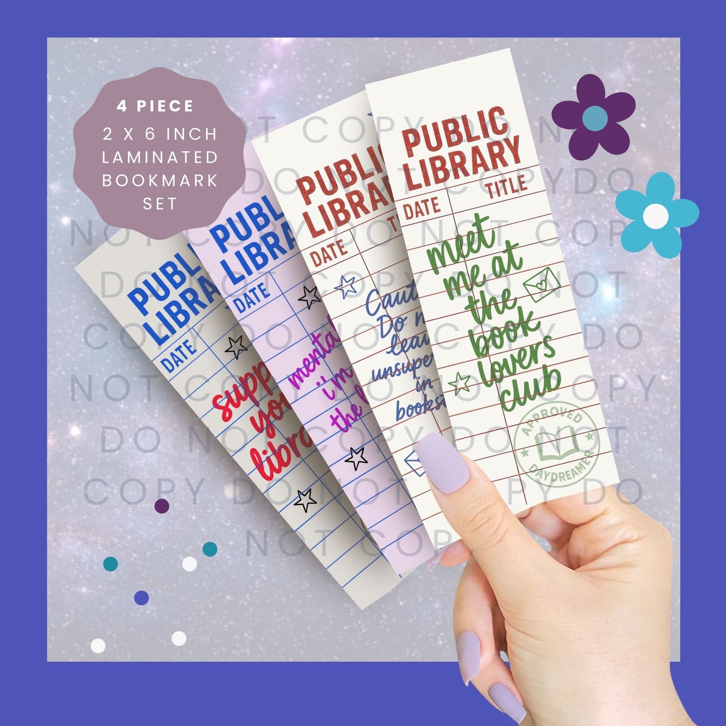 Library Card Set 4 - 4 Piece Bookmark Set BB012