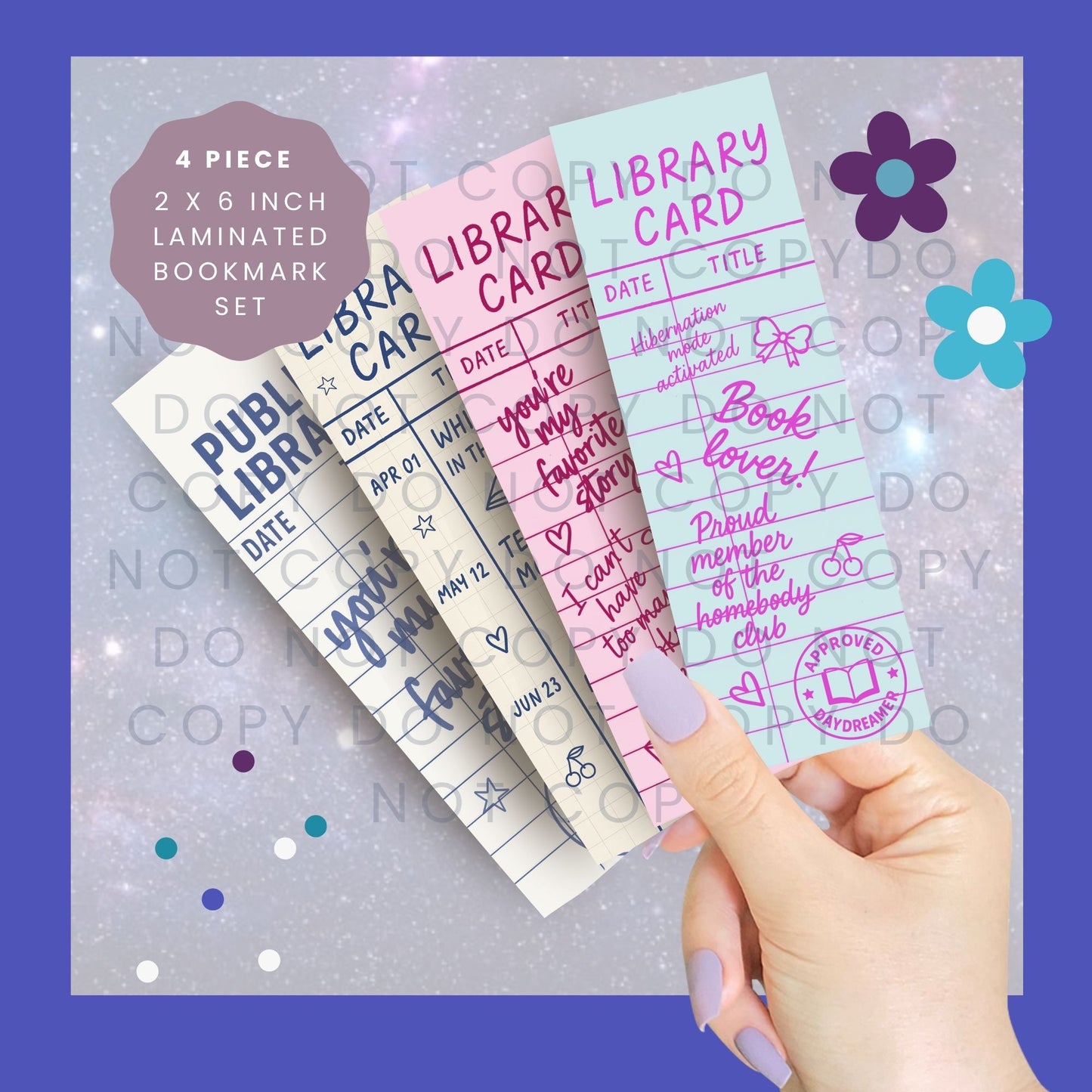 Library Card Set 5 - 4 Piece Bookmark Set BB013