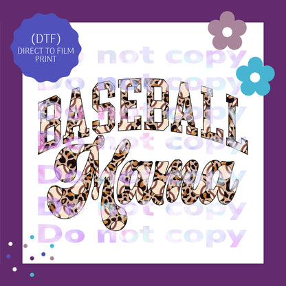 Baseball Mama Leopard Direct To Film Print Transfer (DTF) 1044