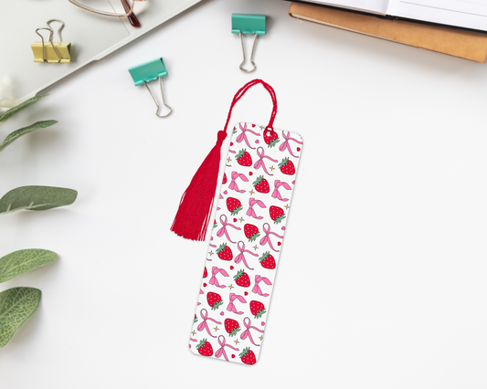 Strawberries & Bows Bold Bookmark UVDTF Transfer B100C