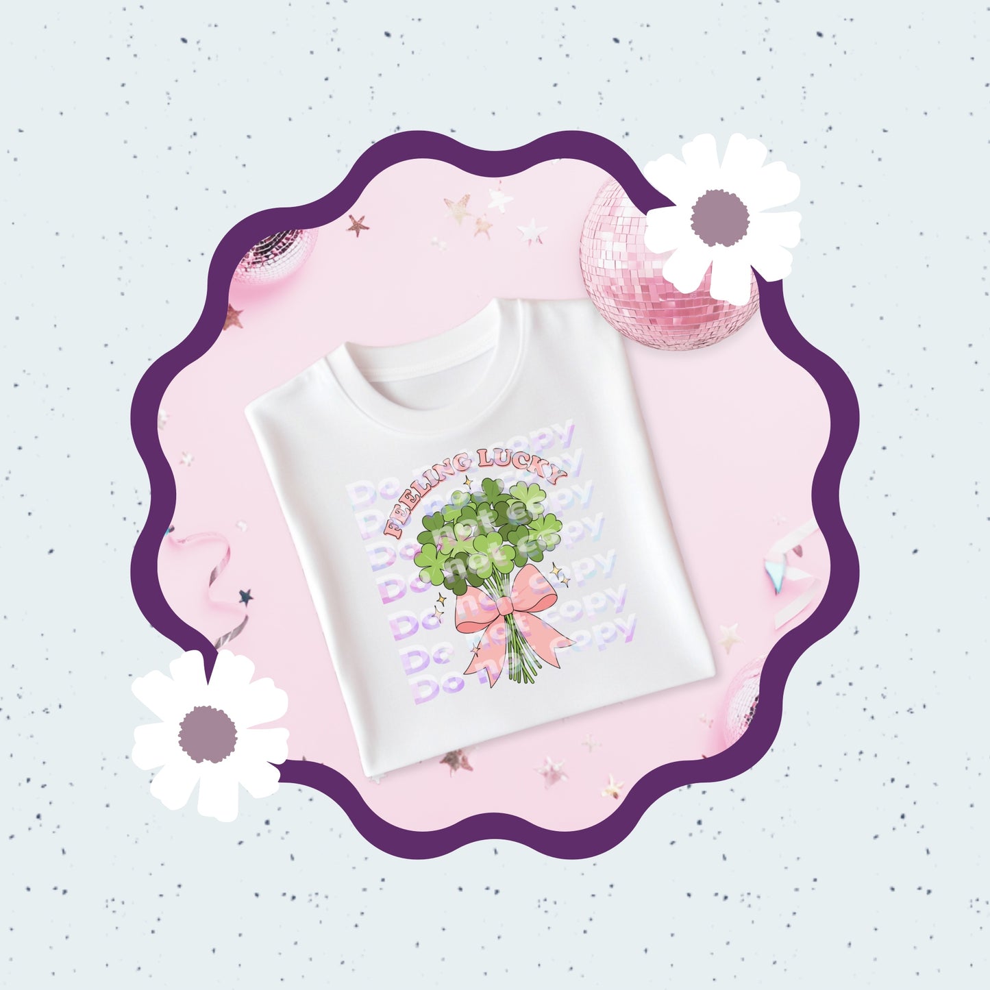 Feeling Lucky Shamrock Bouquet Sublimation Print Transfer