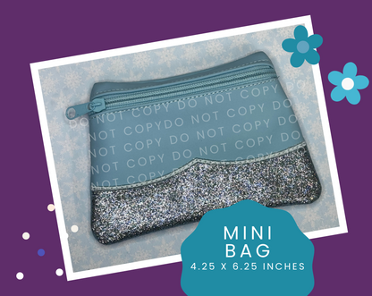 Light Blue with Glitter Faux Leather Mini Bag